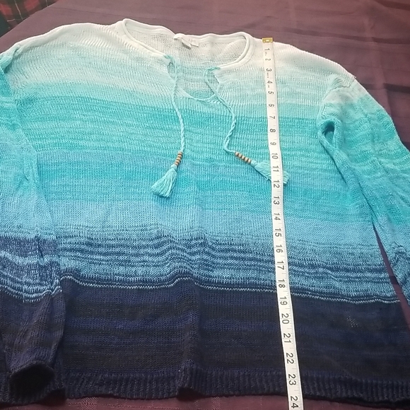 J. Jill Women's Ombre Blue Crewneck Sweater - Picture 4 of 7